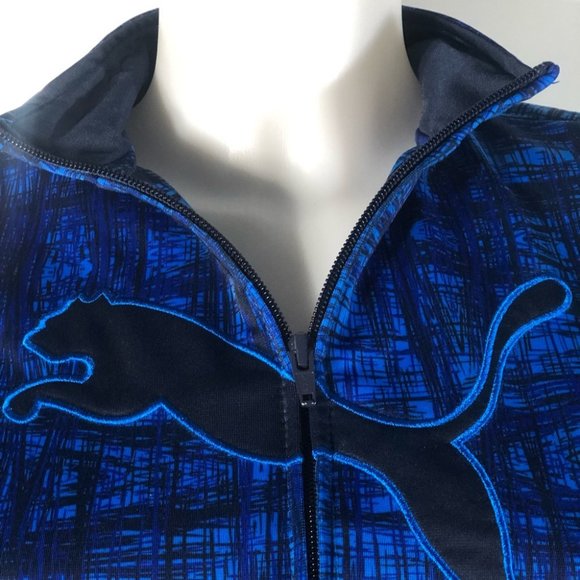 Puma Ladies Blue & Black Logo Zip Up Track Jacket Size 10 (Small) - Picture 2 of 15